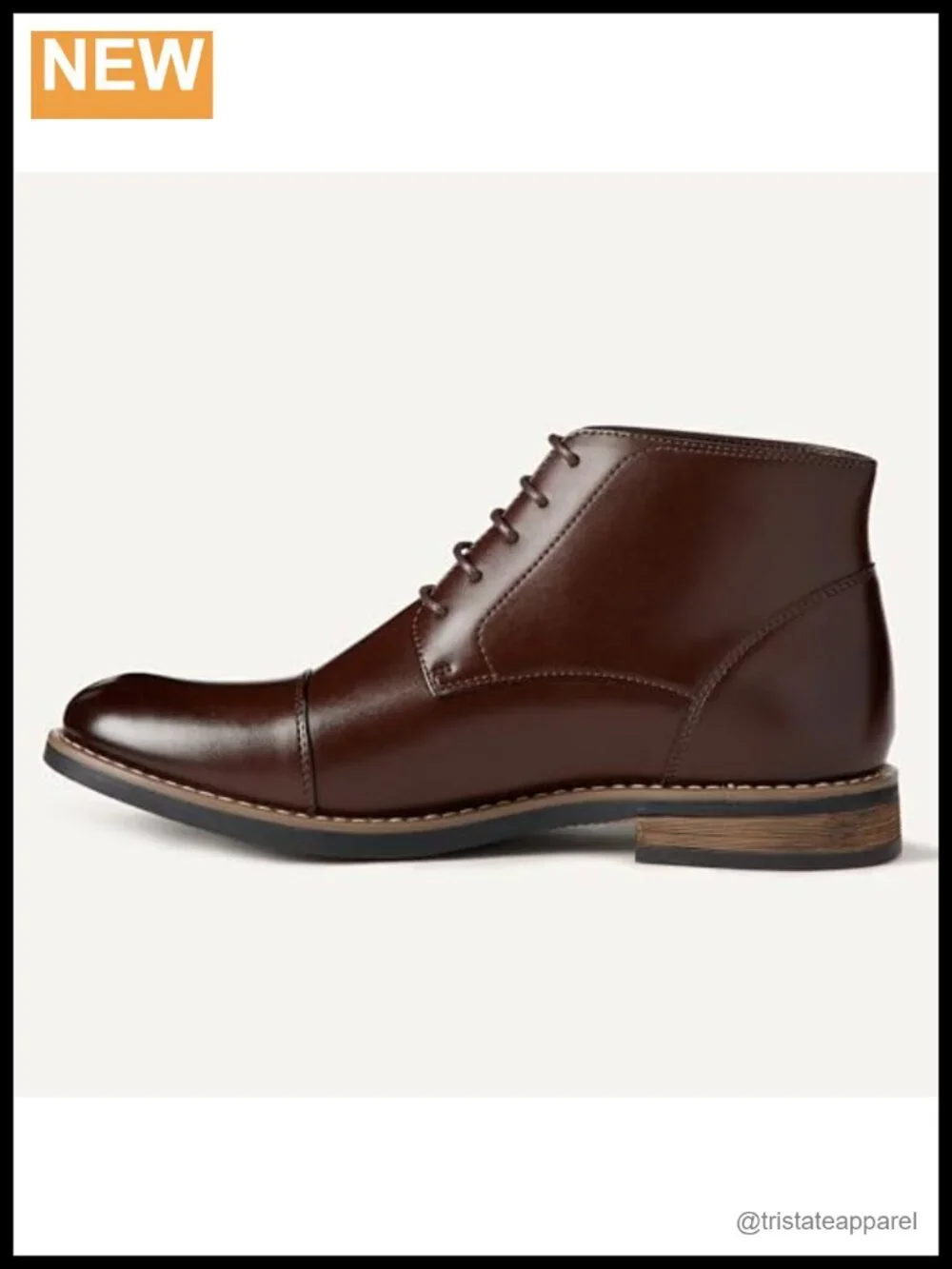Men's Cap Toe Lace Up Ankle Dress Boots Faux Leather